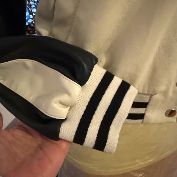 By Anthropologie Colorblock Faux Leather Bomber Jacket - Picture 6 of 11